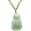 Natural Grade A Jadeite Jade Hand Carved Guan Yin Goddess of Mercy Pendant Necklace