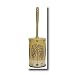 Primitive Welcome Toilet Bowl Brush by Blonder Home Accents. Size of base: approximately 7" tall, 4.25" diameter. Made of Resin.