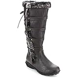 Forever Aura-42 Womens Back Lace Up Knee High Boots Winter Boots