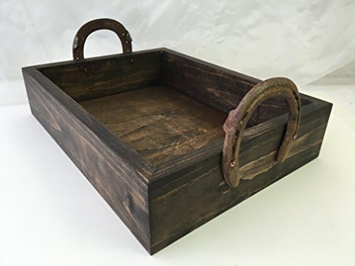 Horseshoe Handle Box, Rustic Wood Horseshoe Box, Western Centerpiece 16L x 12W x 3.5Tall inches