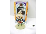 ST LOUIS BLUES NHL Santa Figurine /Santa Hockey Player with Hockey Stick Made by Flambro