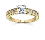 0.9 CT ASSCHER DIAMOND 18K YELLOW GOLD RING NEW
