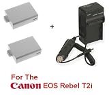 2 Pack Of Replacement Batteries For Canon LP-E8 LPE8 1500MAH Each For The Canon Rebel T2i 550D 2 Batteries In Total + 1 hour Charger For The Canon Rebel T2i 550D + Free pack Of LCD Screen Potectors