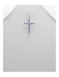 Cross CZ Pendant Necklace In 92.5 Sterling Silver