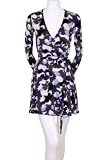Hourglass Lilly Wrap Tie Long Sleeve Plunging Neckline Paintball Splatter Burst Print Dress White Gray Purple