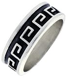 1/4 (7 mm) Sterling Silver Hand Made Greek Key Ring
