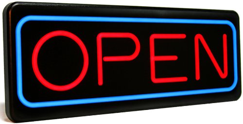 VPC Image Solutions Horizontal LED Open Sign, Red and Blue, 27 x 2 x 11 Inches (WEB1000273A)
