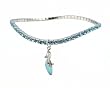Anklet - A22 - Swarovski (tm) Crystal - Stretch ~ Aqua with Aqua Mule Charm