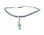 Anklet - A22 - Swarovski (tm) Crystal - Stretch ~ Aqua with Aqua Mule Charm