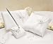 Crystal Flora Brooch Wedding Ceremony White Bridal Set: Ring Pillow Guest Book and Pen Set