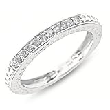 1/4 Carat T.W. Round Cut Diamond Mens Wedding Ring 14K White Gold Wedding Ring - Free Gift Box -