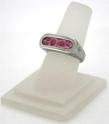 J-Steel by Fyn Studios (TM) Size 6 Stainless-Steel Ring with Fuchsia Leather Insert JSF-843332001273