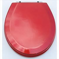 Premium Molded Wood Seat - Metallic Red With Chrome Hinges (Standard Round Size)