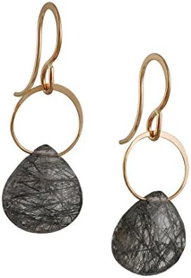 MELISSA JOY MANNING - Tourmalated Quartz Drop Earrings in Yellow Gold