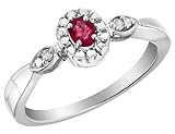 Created Ruby Ring with Diamonds 1/4 Carat (ctw) in Sterling Silver