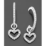 SterlingSilverDiamondHeartCharmHoopEarrings(1/4ct.t.w.)