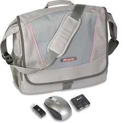 Targus BUS0160 Incognito Messenger Fits Up To 15.4-Inch Screen, Wireless Optical Stow and Go Mouse, and Hub Bundle (Pink/Gray)