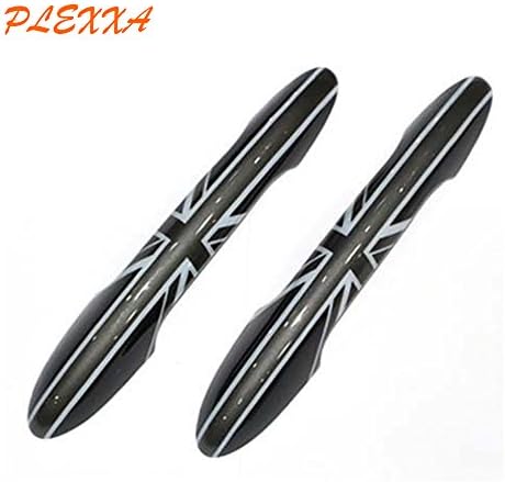 PLEXXA® Car Door Handles Cover Set, 2PCs Flag Pattern Scratches Protective Auto Decoration Accessory Door Handle Cover Shell for BMW Mini Cooper F56/F55 (Black and White Flag Style)