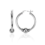 Sterling Silver Bali Inspired Ball 30mm Hoop Earrings