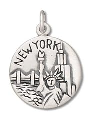 Genuine Raposa Elegance (TM) Round N.Y.C. Big Apple Charm Pendant (19 x 16 mm). 100% Satisfaction Guaranteed.