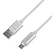 DiGiYes® LED Light Up Micro USB 2.0 Sync Charging & Transmit Data Cable for Android Smartphones and Tablets Samsung, Motorola, HTC, Droid, Blackberry, ASUS, Google, Acer, HP, HUAWEI, ZTE, Lenovo (Silver)