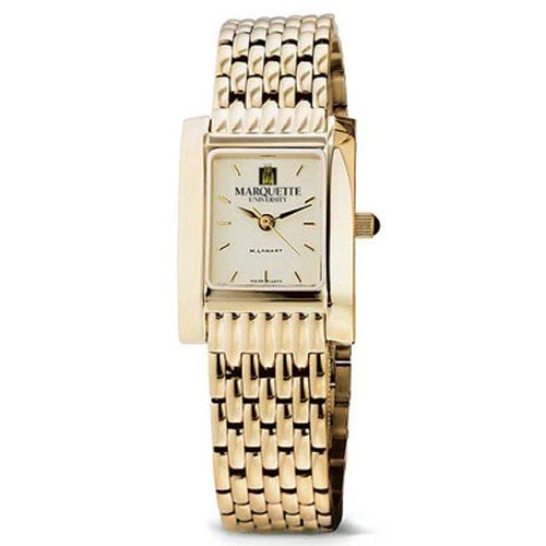Marquette University Womens Swiss Watch - Gold Quad Watch with Bracele