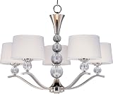 Maxim Lighting 12755WTPN Rondo 5-Light Chandelier, Polished Nickel Finish with White Fabric Shades