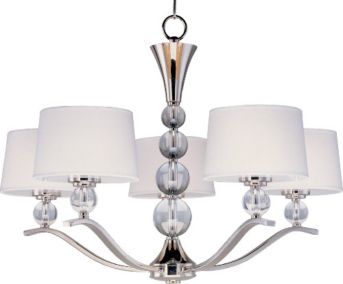 Maxim Lighting 12755WTPN Rondo 5-Light Chandelier  Polished Nickel Finish with White Fabric Shades