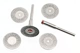 5-Piece 3/4 Diamond Cutting Wheels & Mandrels for High-Speed Rotary Tools - 150 Grit