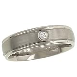 Mens 6mm Satin Comfort Band with Round Diamond .08cttw