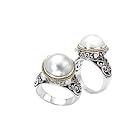 925 Silver & Mabe Pearl Ring with 18k Gold Accents- Size 6