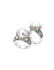 925 Silver & Mabe Pearl Ring with 18k Gold Accents- Sizes 6-8