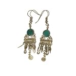 Chrysocolla Earrings 01 Dangle Blue Gemstone Silver Metal Crystal Healing Genuine 2.5