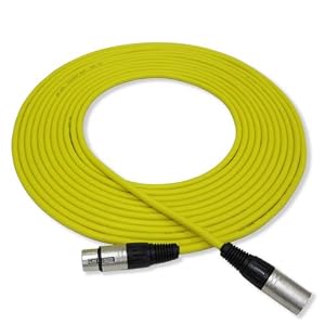 GLS Audio 25ft Mic Cable Patch Cords – XLR Male to XLR Female Yellow Microphone Cables – 25\’ Balanced Mike Snake Cord – YELLOW