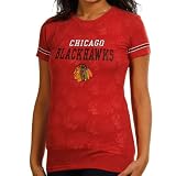 NCAA Chicago Blackhawks Ladies Stardust Burnout Sleep T-Shirt - Red (Small)