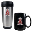 Los Angeles Angels MLB Stainless Steel Travel Tumbler & Black Ceramic Mug Set - Primary Logo by Great American Products