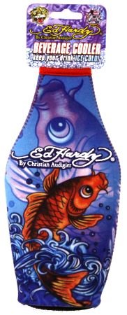 Don Ed Hardy Tattoo Zipper Bottle Koozie Cooler NEW 7