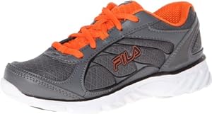 Fila Hyper Split 2 Running Shoe (Little Kid/Big Kid),Castlerock/Vibrant Orange/White,4 M US Big Kid