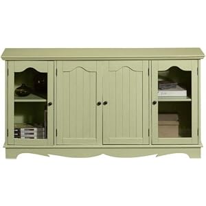 French Country 53w Console, GLASS WOOD DRS, SAGE