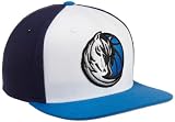 NBA Men's Flat Brim Snapback NG46Z, Dallas Mavericks, Adjustable, White/Navy Blue