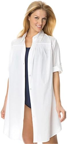 Swim 365 Women's Plus Size Cover-up swimwear in cooling cotton poplin with