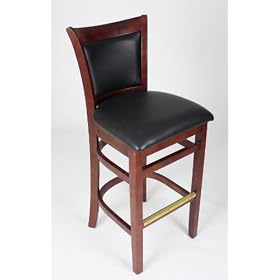 Click here to buy Solid Wood Faux Leather Bar Stool - Mahogany Stain by Manhattan Modern.