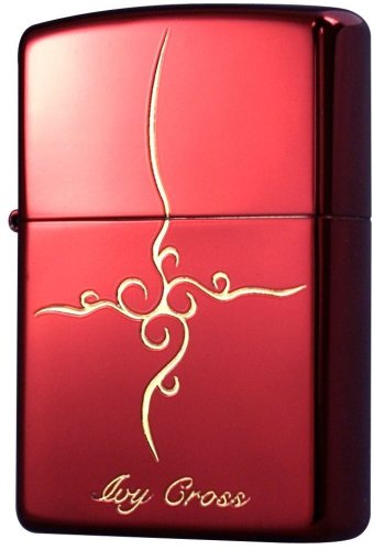 ｜ZIPPO (ジッポー) ライター レッド&Gメッキ/エッチング I クロス-R.MB