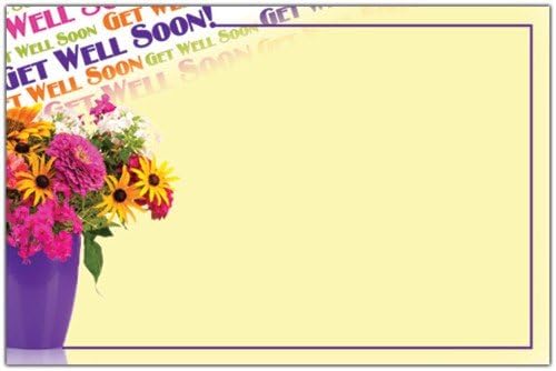 Design88 Enclosure Cards Get Well Soon Mixed Vase of Flowers 50 Pack