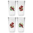 Tropical Parrots & Anthuriam Flowers 12 oz Slimline Insulated Beverage Tumblers Set, Clear (Set of 4)