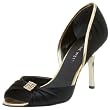Nine West Women's Jellzey Two Piece Pump,Black Gold Satin,9.5 M