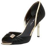 Nine West Womens Jellzey Two Piece Pump,Black Gold Satin,9.5 M