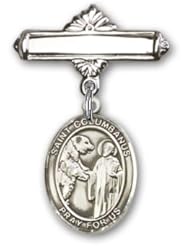 Sterling Silver Baby Badge with St. Columbanus Charm and Polished Badge Pin