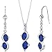 Peora Created Sapphire Pendant Earrings Necklace Sterling Silver Double Oval Shape