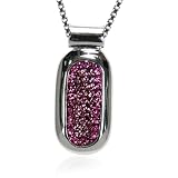 Sterling Silver Pink Cubic Zirconia Pave Pendant, 18"